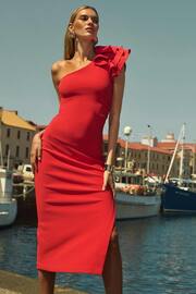 Forever New Red Celeste One Shoulder Ruffle Bodycon Dress - Image 1 of 6