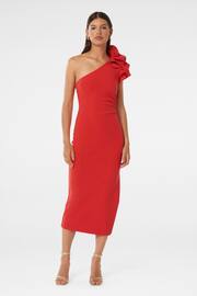Forever New Red Celeste One Shoulder Ruffle Bodycon Dress - Image 3 of 6
