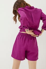 FatFace Tenby Purple Linen Shorts - Image 2 of 4