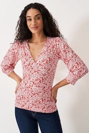 Crew Clothing Company Red Plain Viscose Casual Blouse - Image 1 of 4