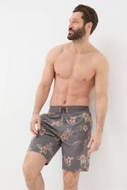 FatFace Brown Camber Hibiscus Swim Shorts - Image 1 of 4
