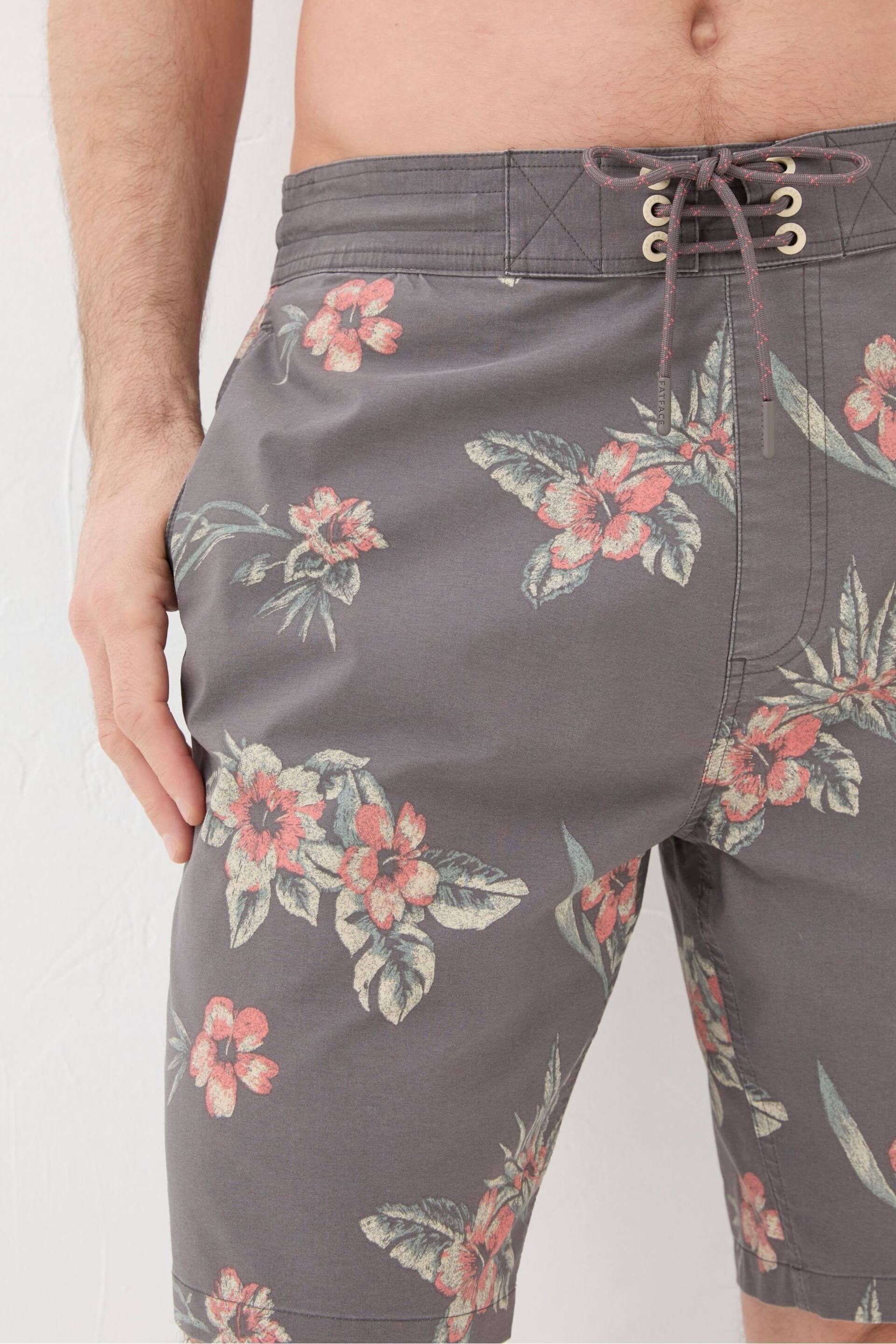FatFace Brown Camber Hibiscus Swim Shorts - Image 3 of 4