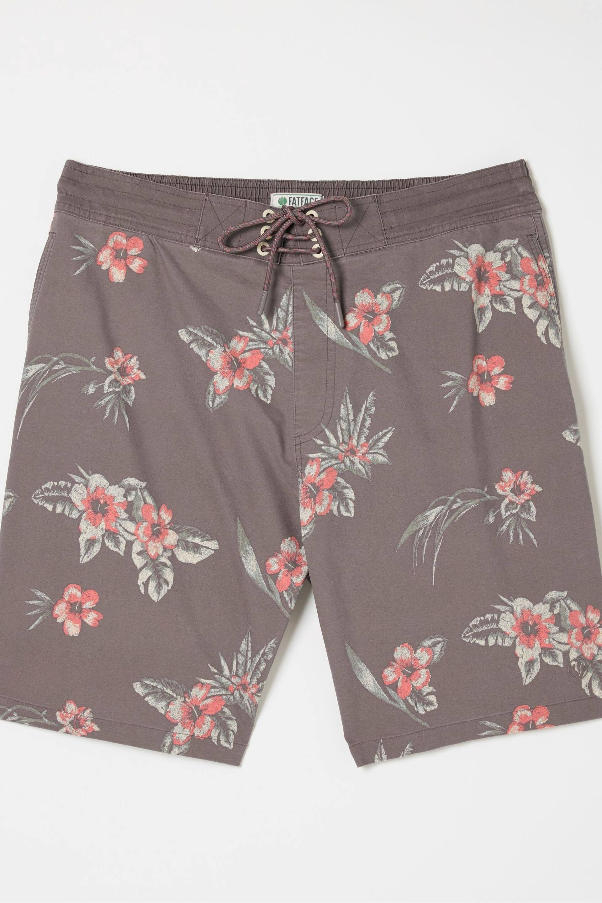 FatFace Brown Camber Hibiscus Swim Shorts - Image 4 of 4