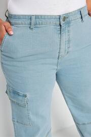Yours Curve Blue Limited Collection Wide Leg Cargo Jeans - Image 4 of 4