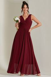 Jolie Moi Red Pleated Bodice Chiffon Maxi Dress - Image 1 of 6