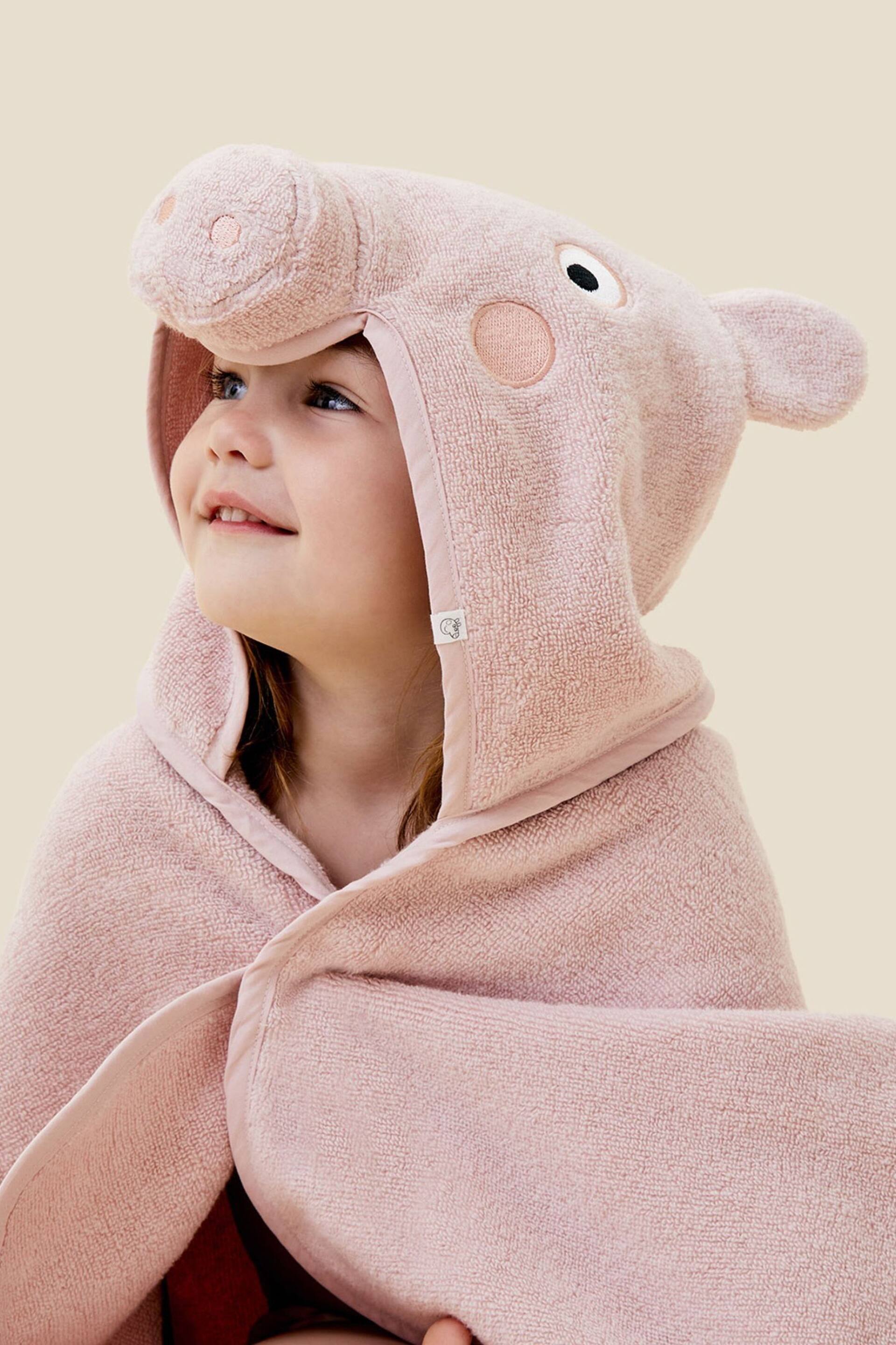 MORI Kids Pink 100% Cotton Peppa Pig Hooded Towel - Image 1 of 3