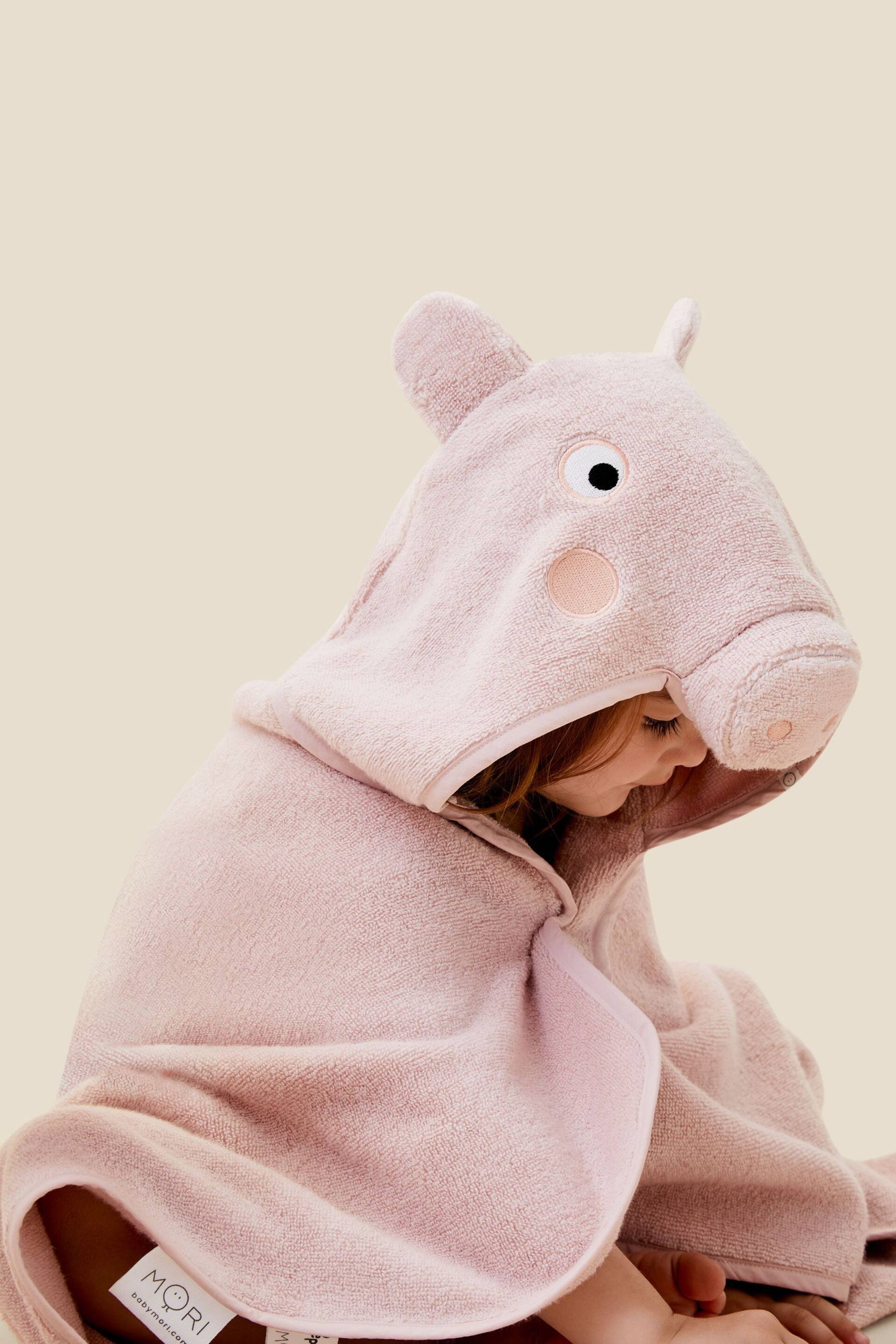 MORI Kids Pink 100% Cotton Peppa Pig Hooded Towel - Image 2 of 3