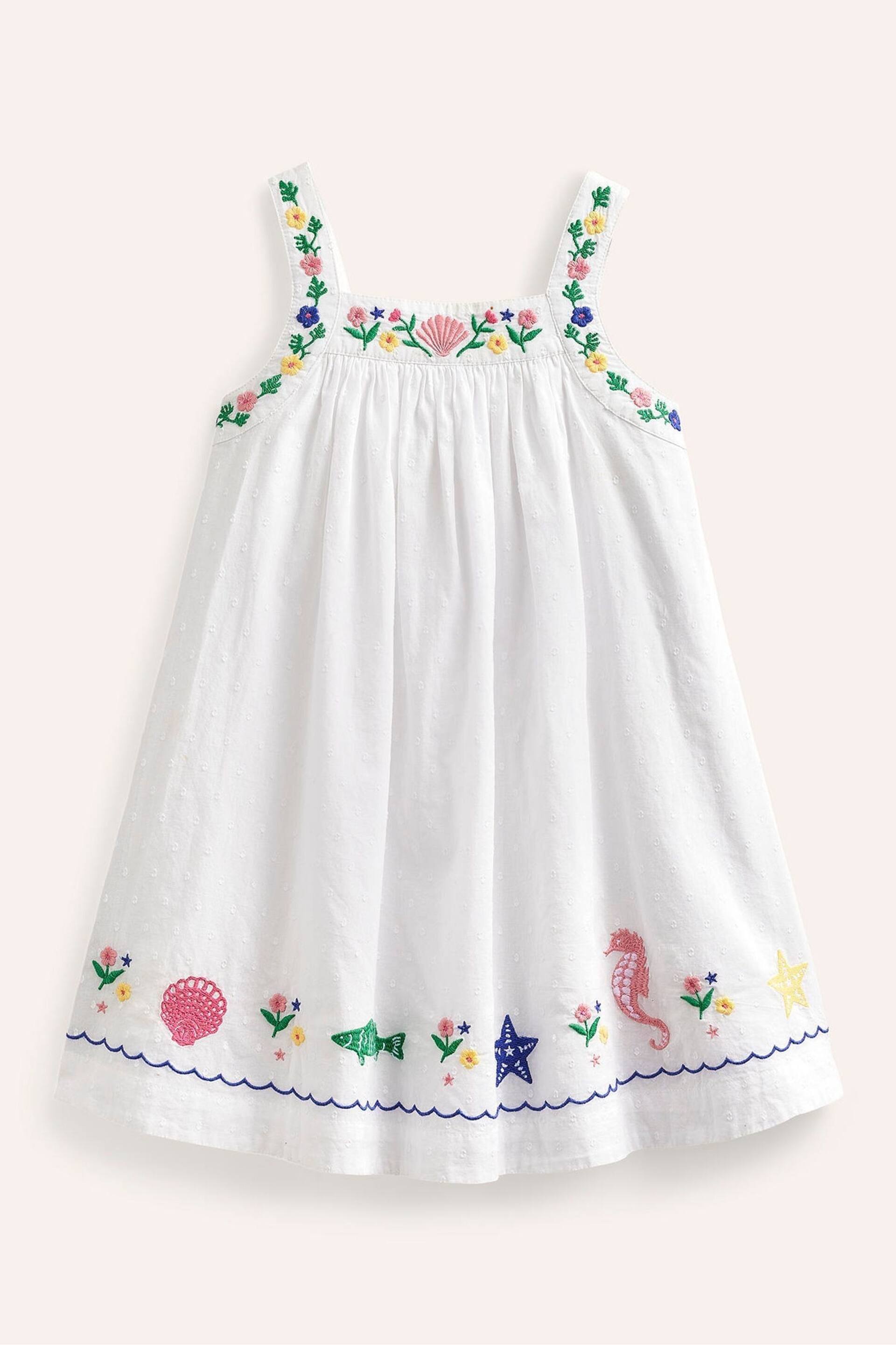 Boden Cream Ric Rac Embroidered Dress - Image 2 of 4