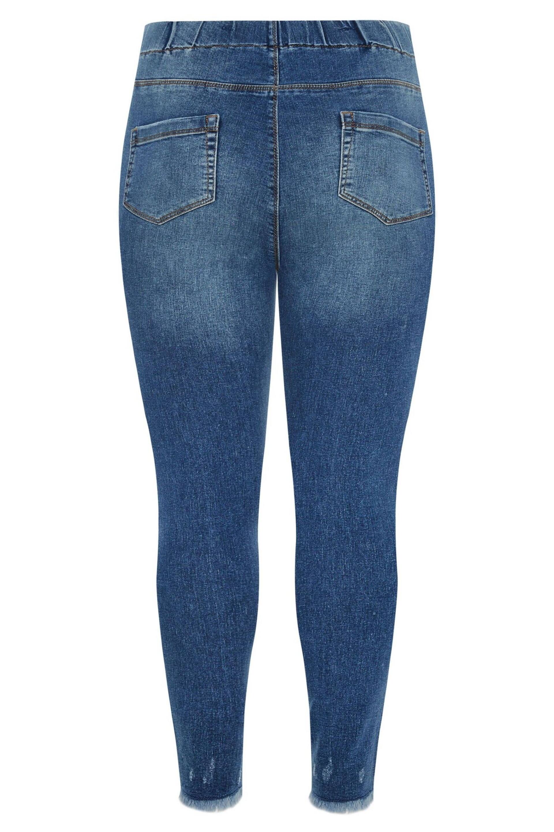 Yours Curve Blue YoursJenny Rip Knee Jeggings - Image 4 of 4