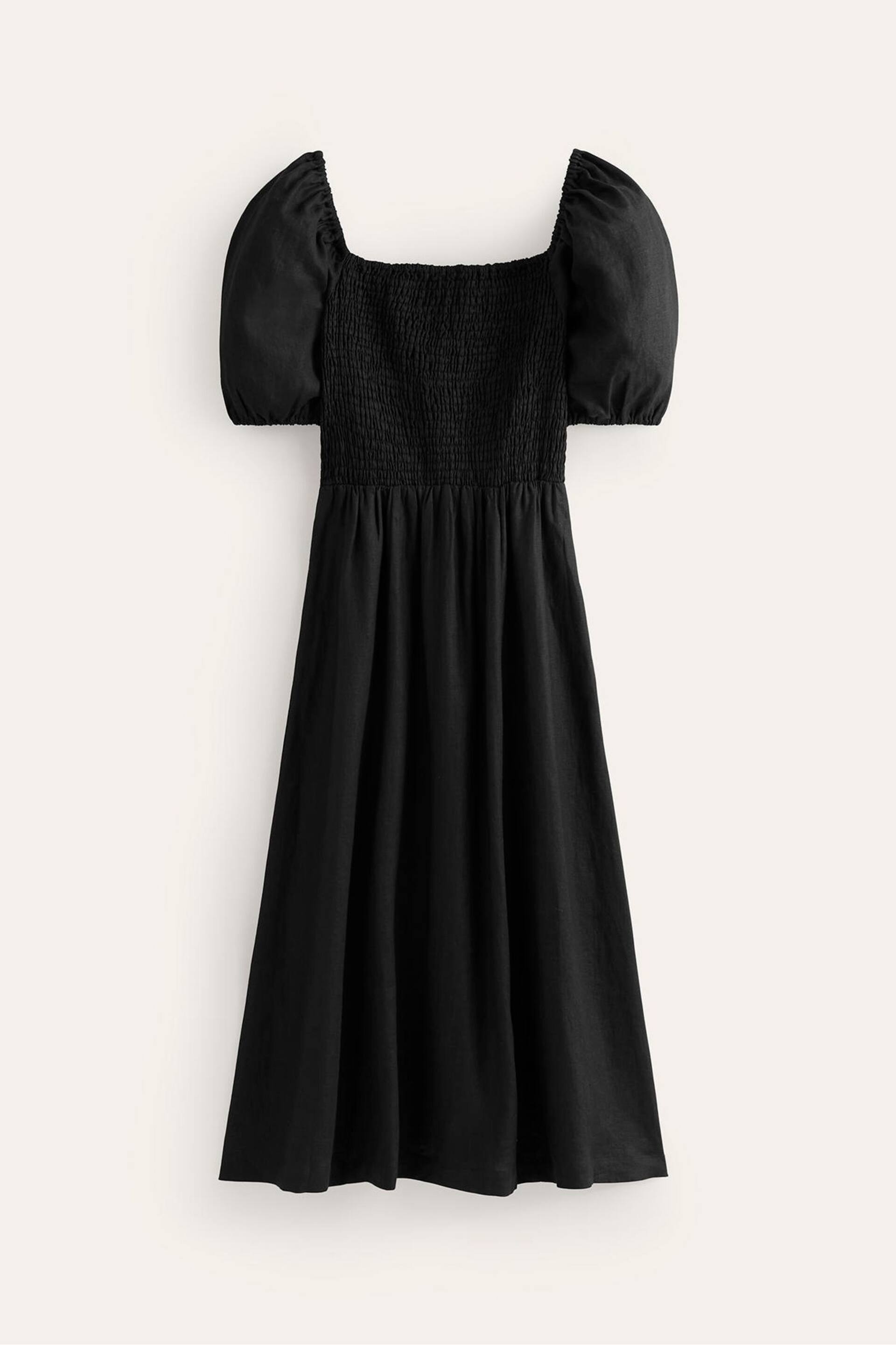 Boden Black Sky Smocked Linen Midi Dress - Image 5 of 5