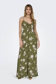 JDY Green Floral Print Cheesecloth Cami Maxi Summer Dress - Image 1 of 4