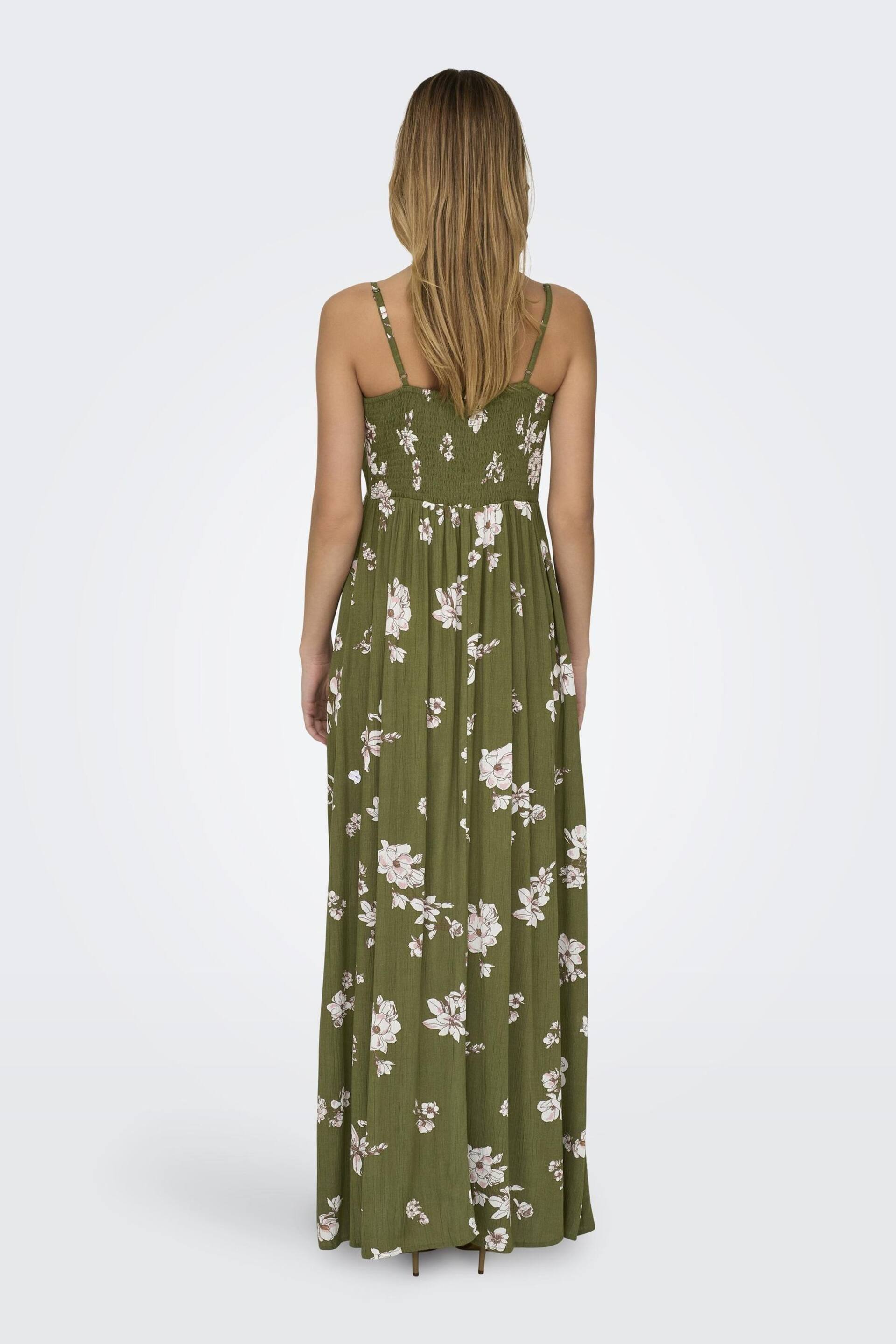 JDY Green Floral Print Cheesecloth Cami Maxi Summer Dress - Image 4 of 4