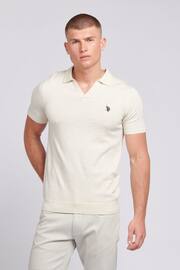 U.S. Polo Assn. Mens Regular Fit Combed Cotton Cream Polo Shirt - Image 1 of 4