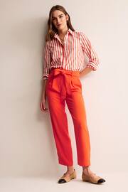 Boden Red Tapered Tie Waist Trousers - Image 1 of 5