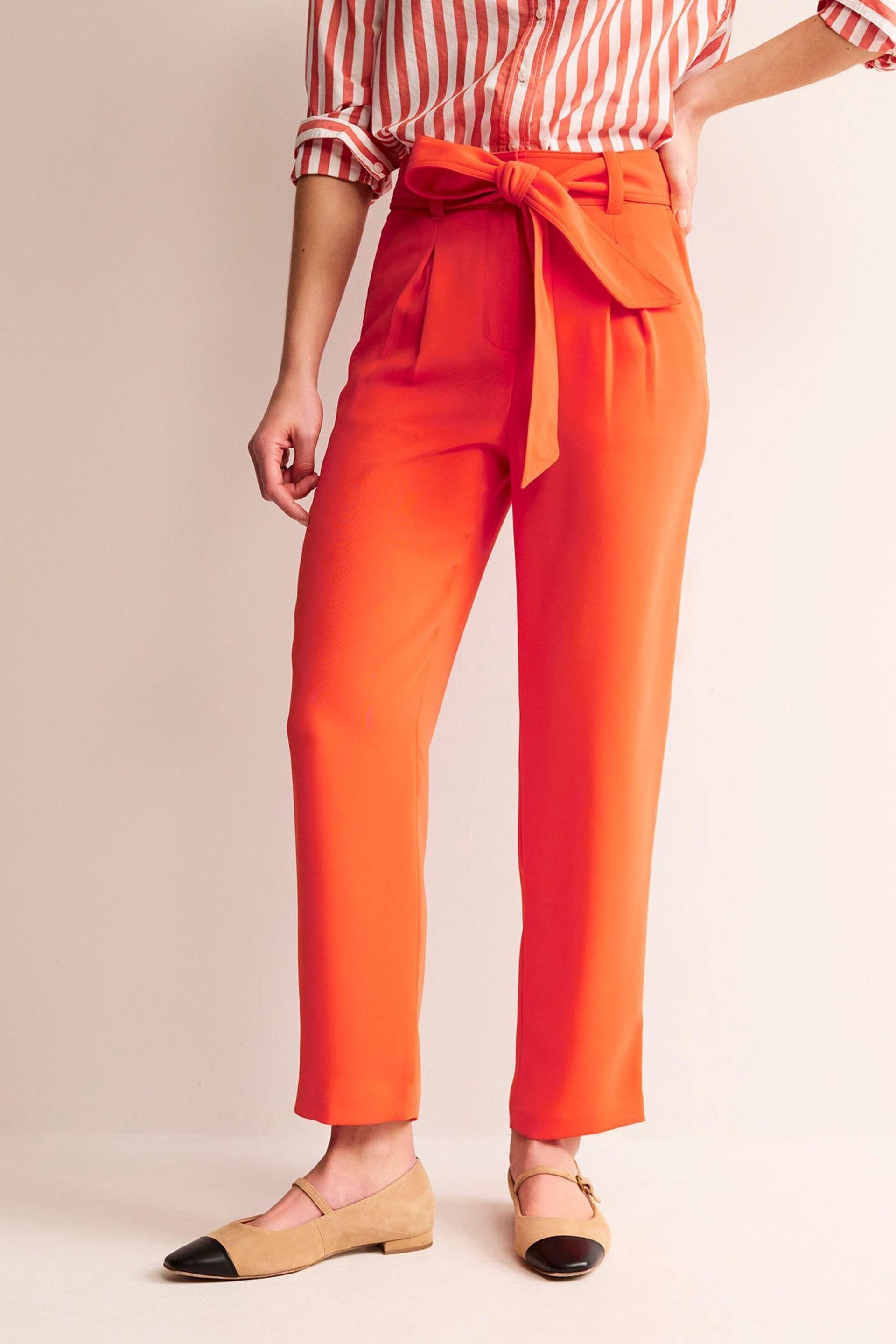 Boden Red Tapered Tie Waist Trousers - Image 4 of 5