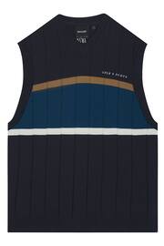 Lyle & Scott Blue Volley Stripe Knitted Vest - Image 5 of 5