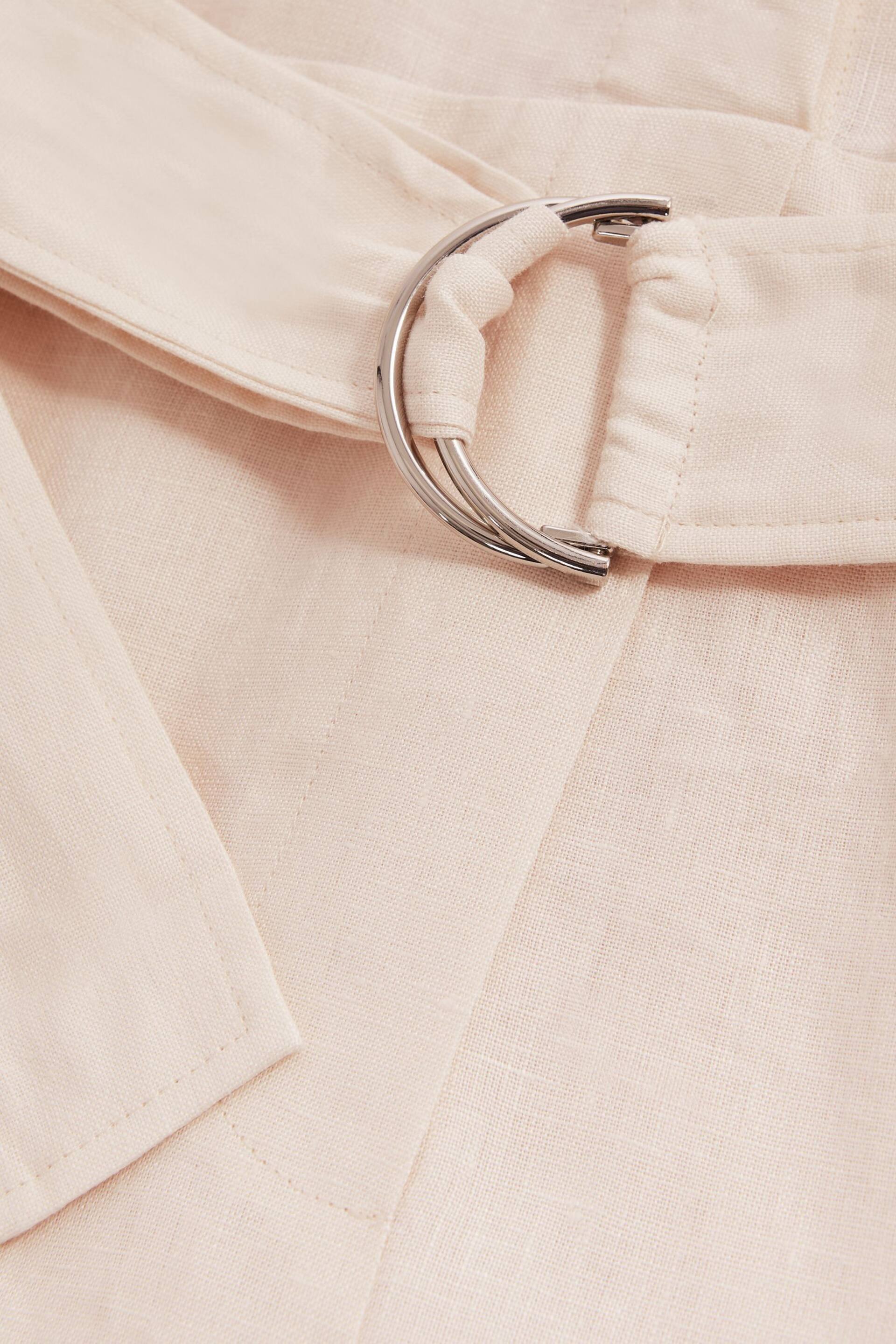 Reiss Pink Selina Linen Belted Playsuit - Image 5 of 5