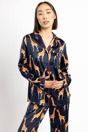 Chelsea Peers Blue Satin Button Up Long Pyjamas Set - Image 2 of 5