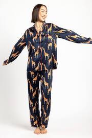 Chelsea Peers Blue Satin Button Up Long Pyjamas Set - Image 4 of 5