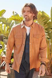 Joe Browns Brown Western Style Leather Overshirt - Image 1 of 7