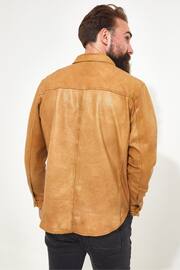 Joe Browns Brown Western Style Leather Overshirt - Image 3 of 7