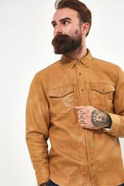 Joe Browns Brown Western Style Leather Overshirt - Image 6 of 7