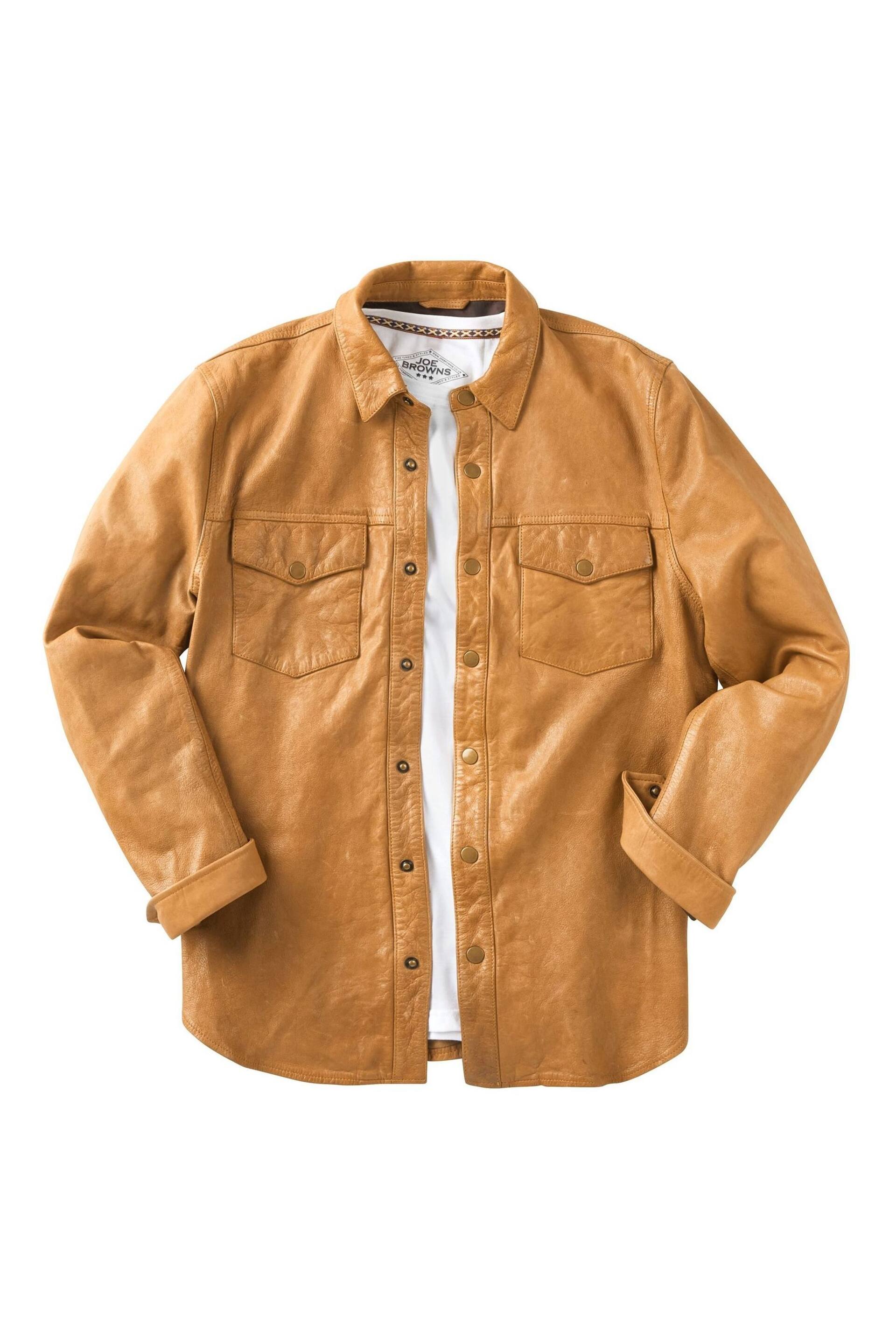 Joe Browns Brown Western Style Leather Overshirt - Image 7 of 7