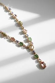 Mood Gold Tone Patina Effect Stone Y-Drop Necklace - Image 4 of 5