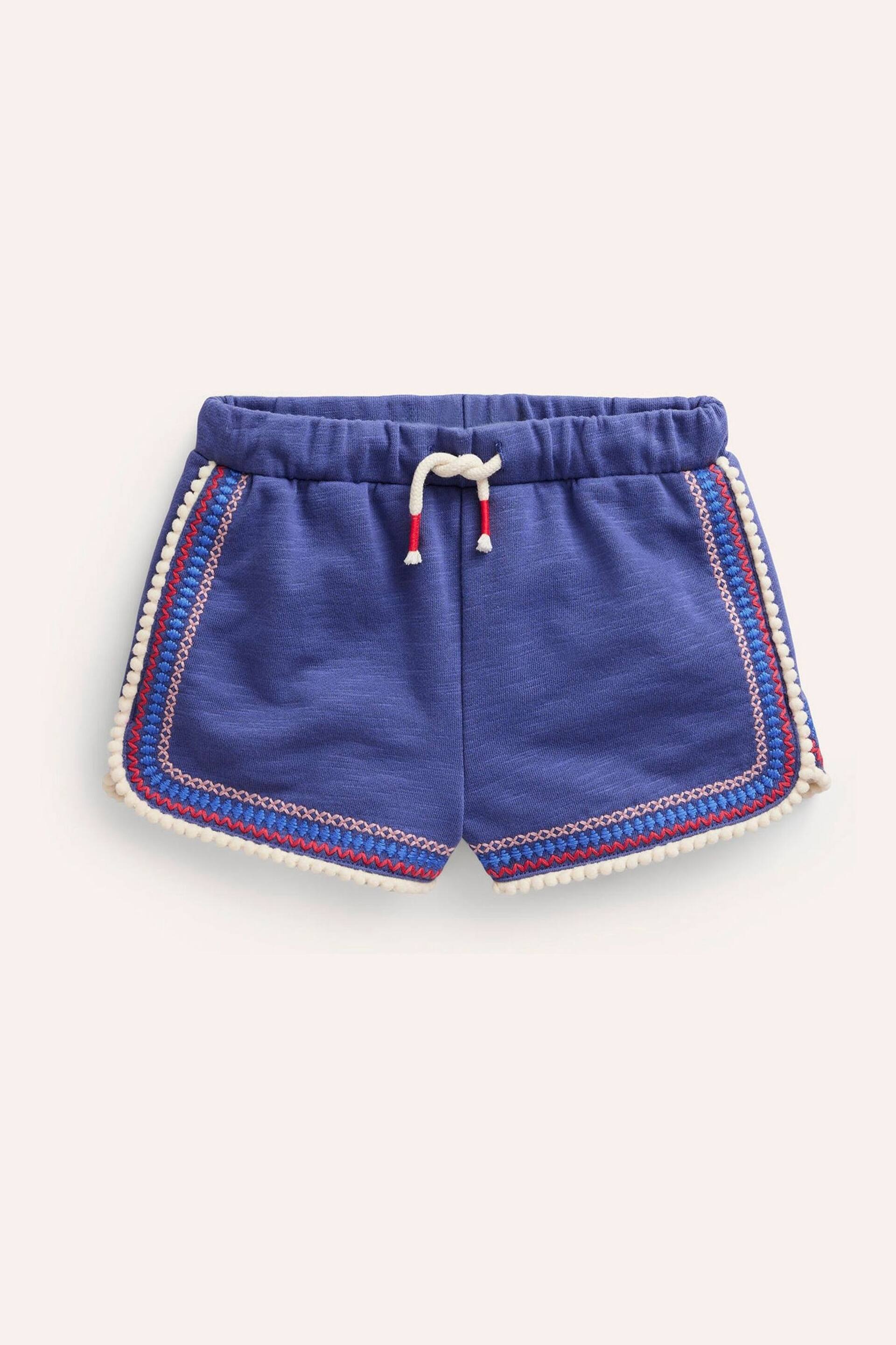 Boden Blue Pom Trim Jersey Shorts - Image 2 of 4