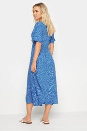 PixieGirl Petite Blue l Blue Ditsy Floral Print Button Front Midi Dress - Image 4 of 6