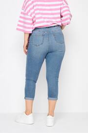 Yours Curve Light Blue Grace Turn Up Ripped Cropped Jeggings - Image 3 of 5