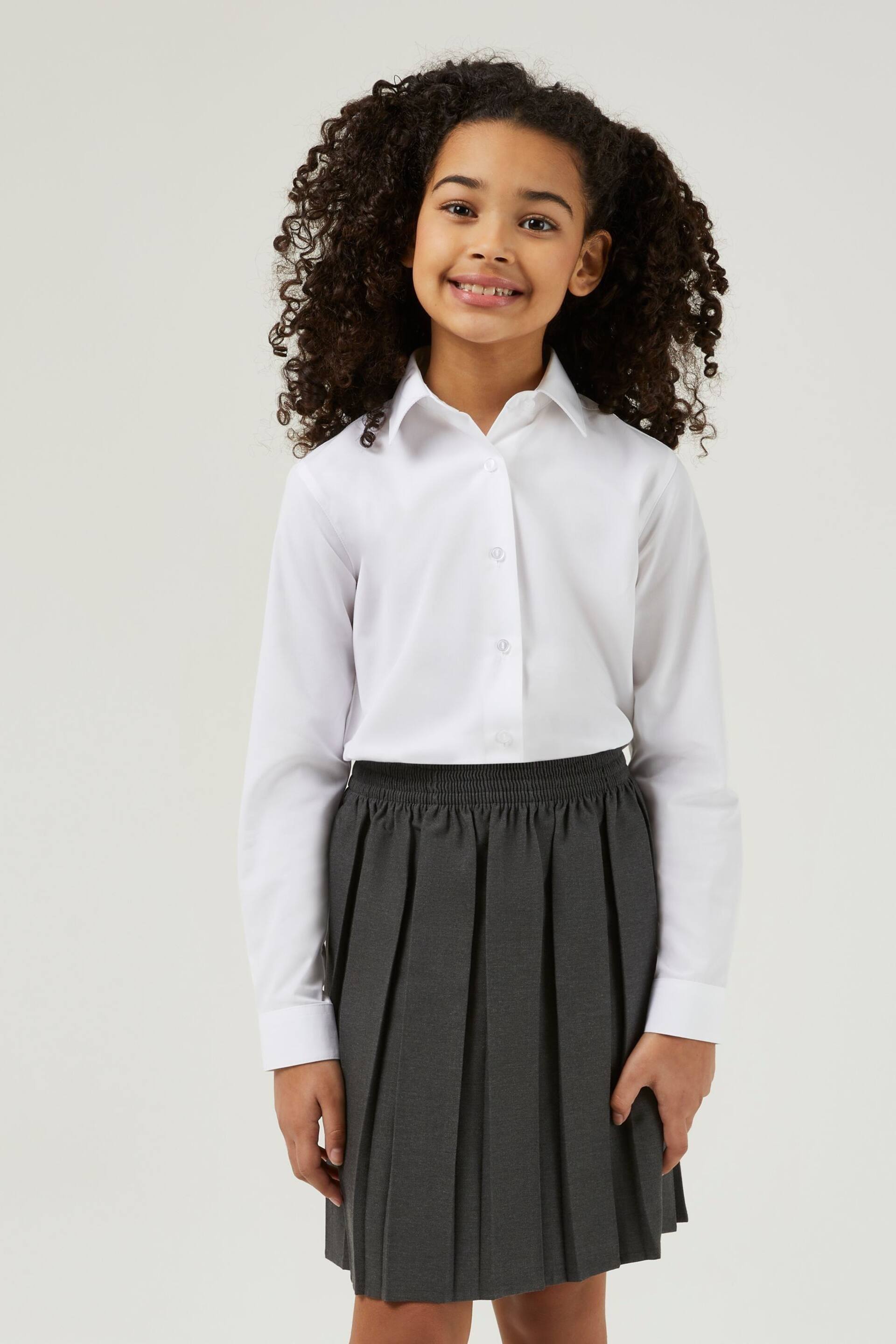 Trutex White Regular Fit Long Sleeve 3 Pack School Shirts - Image 1 of 7