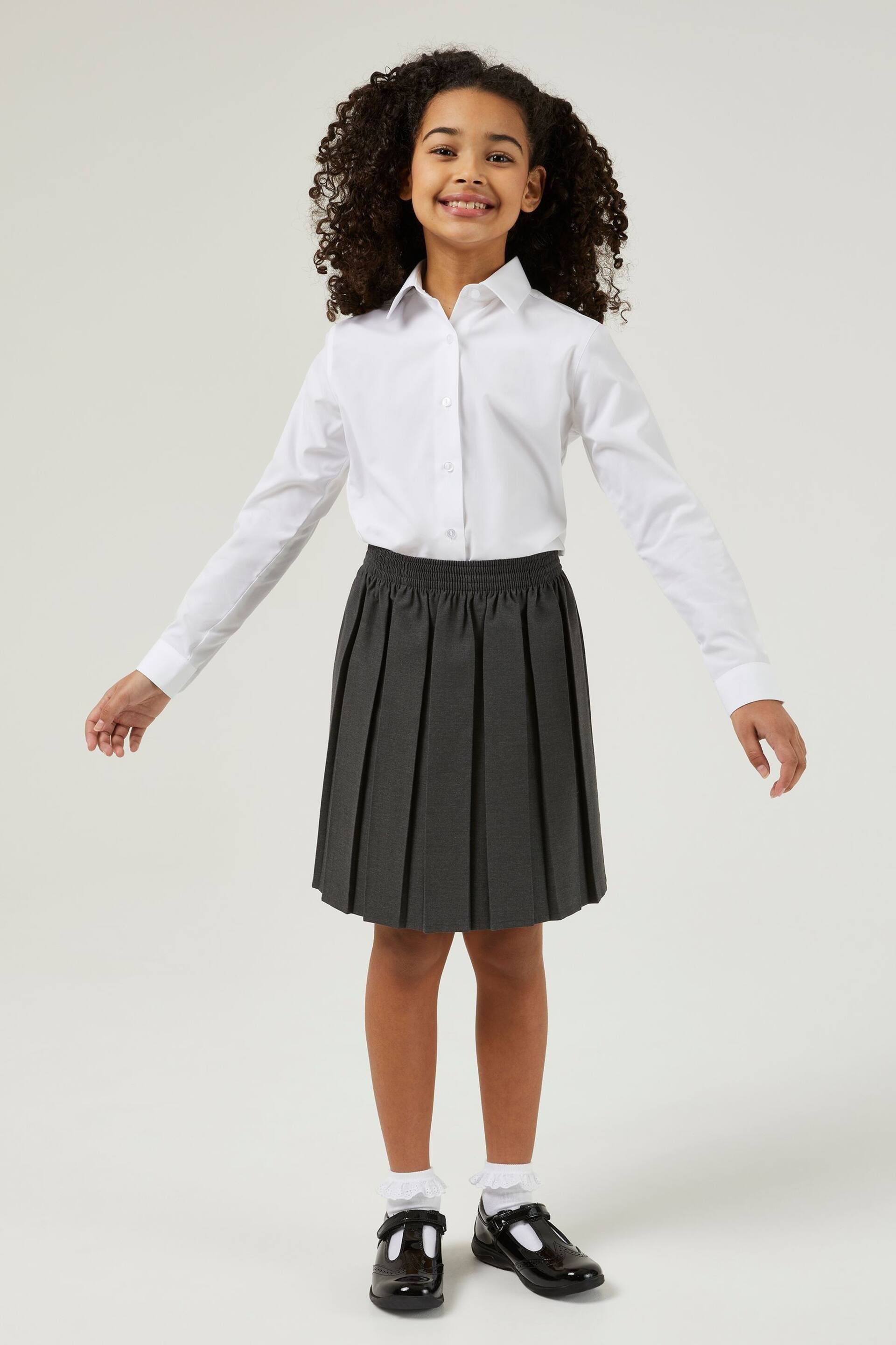 Trutex White Regular Fit Long Sleeve 3 Pack School Shirts - Image 3 of 7