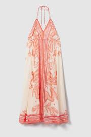 Reiss Coral Delilah Petite Printed Ruched Waist Midi Dress - Image 2 of 6