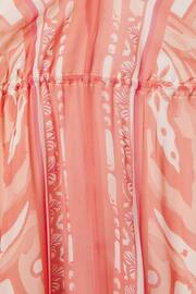 Reiss Coral Delilah Petite Printed Ruched Waist Midi Dress - Image 5 of 6
