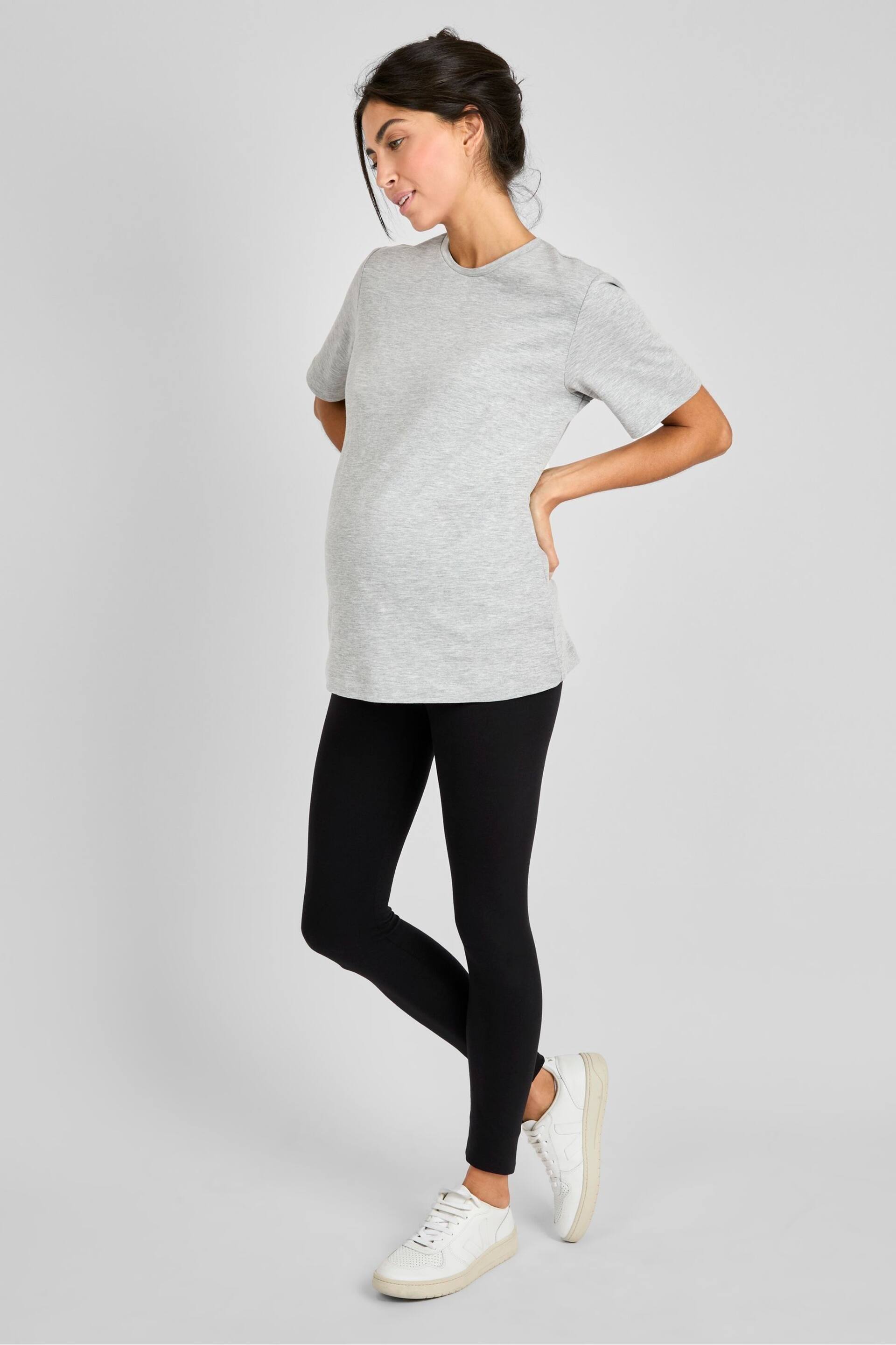 JoJo Maman Bébé Marl Grey Oversized Boyfriend Maternity T-Shirt - Image 3 of 4