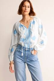 Boden White Serena Embroidered Blouse - Image 1 of 5