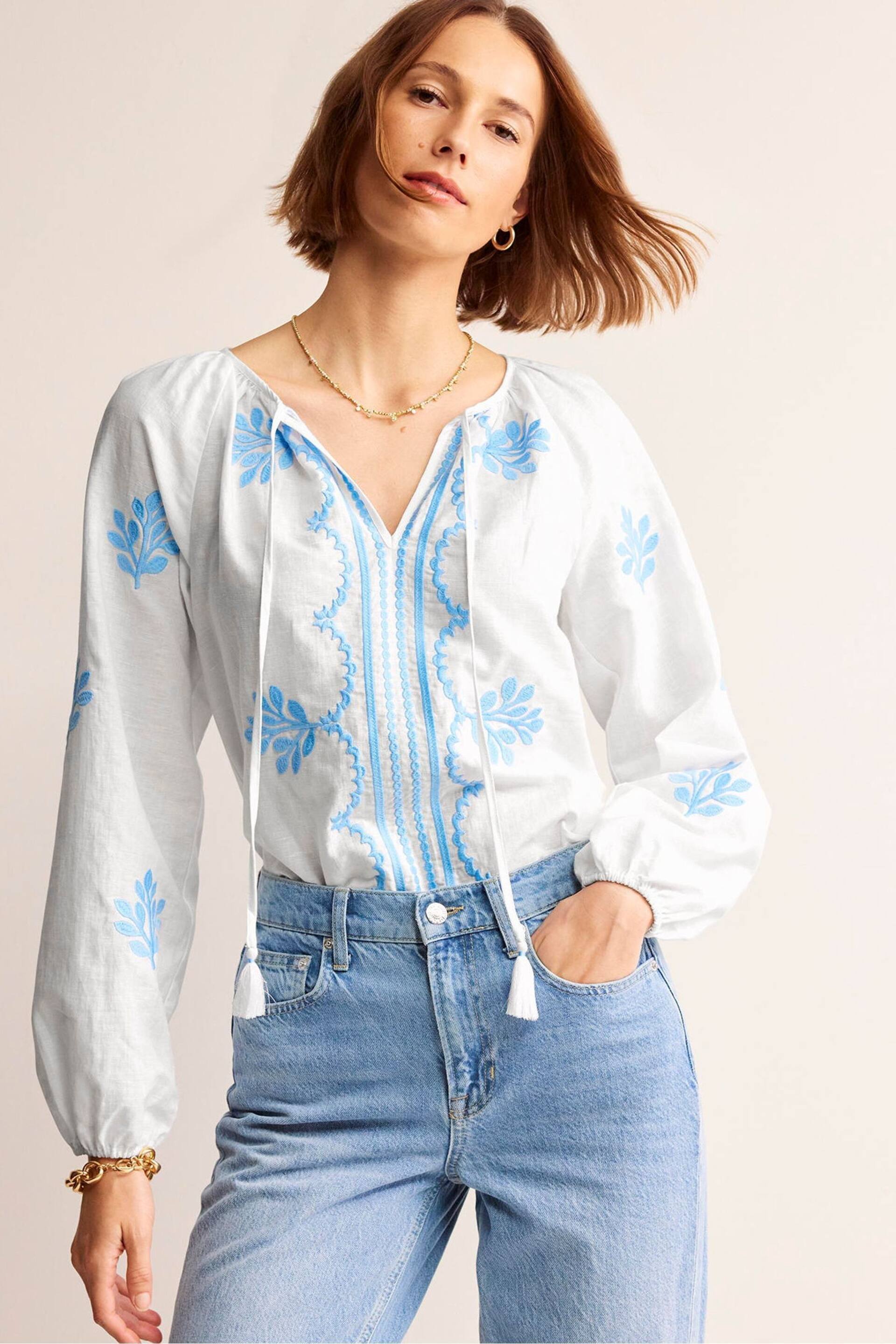 Boden White Serena Embroidered Blouse - Image 4 of 5