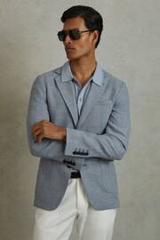 Reiss Soft Blue Aphrodite Single Breasted Blazer With Cotton - Image 3 of 7