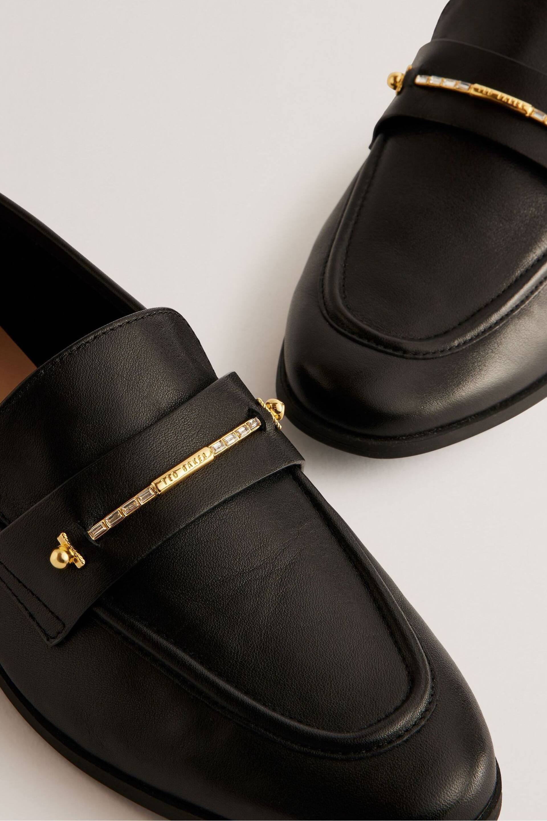 Ted Baker Black Zoee Flat Loafers With Signature Bar - Image 4 of 5