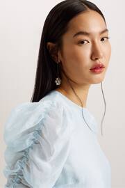 Ted Baker Blue Sachiko Pleated Puff Sleeve Top - Image 2 of 6