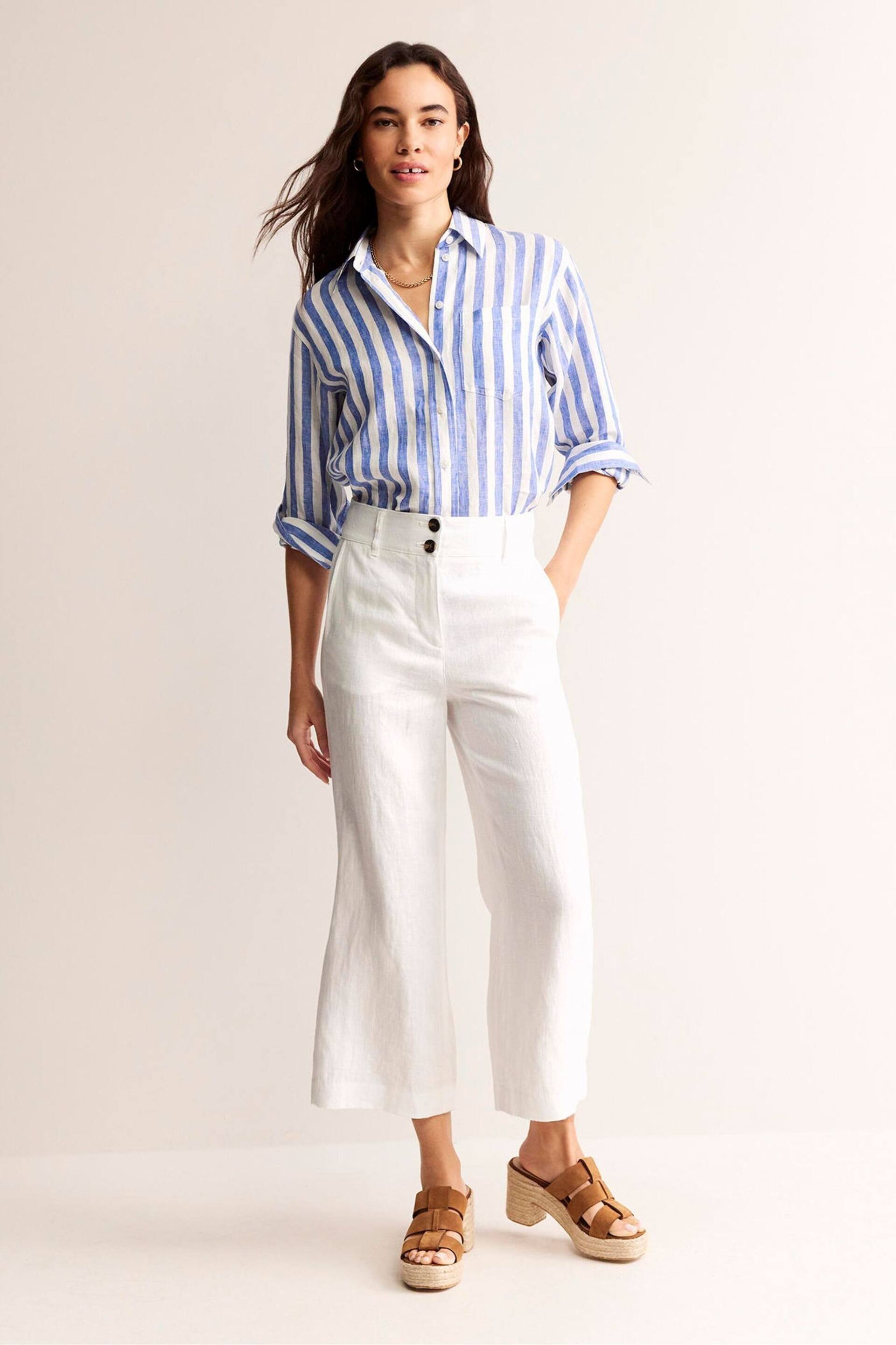 Boden White Westbourne Linen Crop Trousers - Image 1 of 5