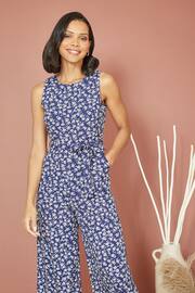 Mela Blue Ditsy Print Culotte Jumpsuit - Image 2 of 4