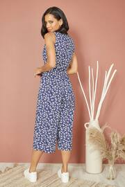 Mela Blue Ditsy Print Culotte Jumpsuit - Image 3 of 4