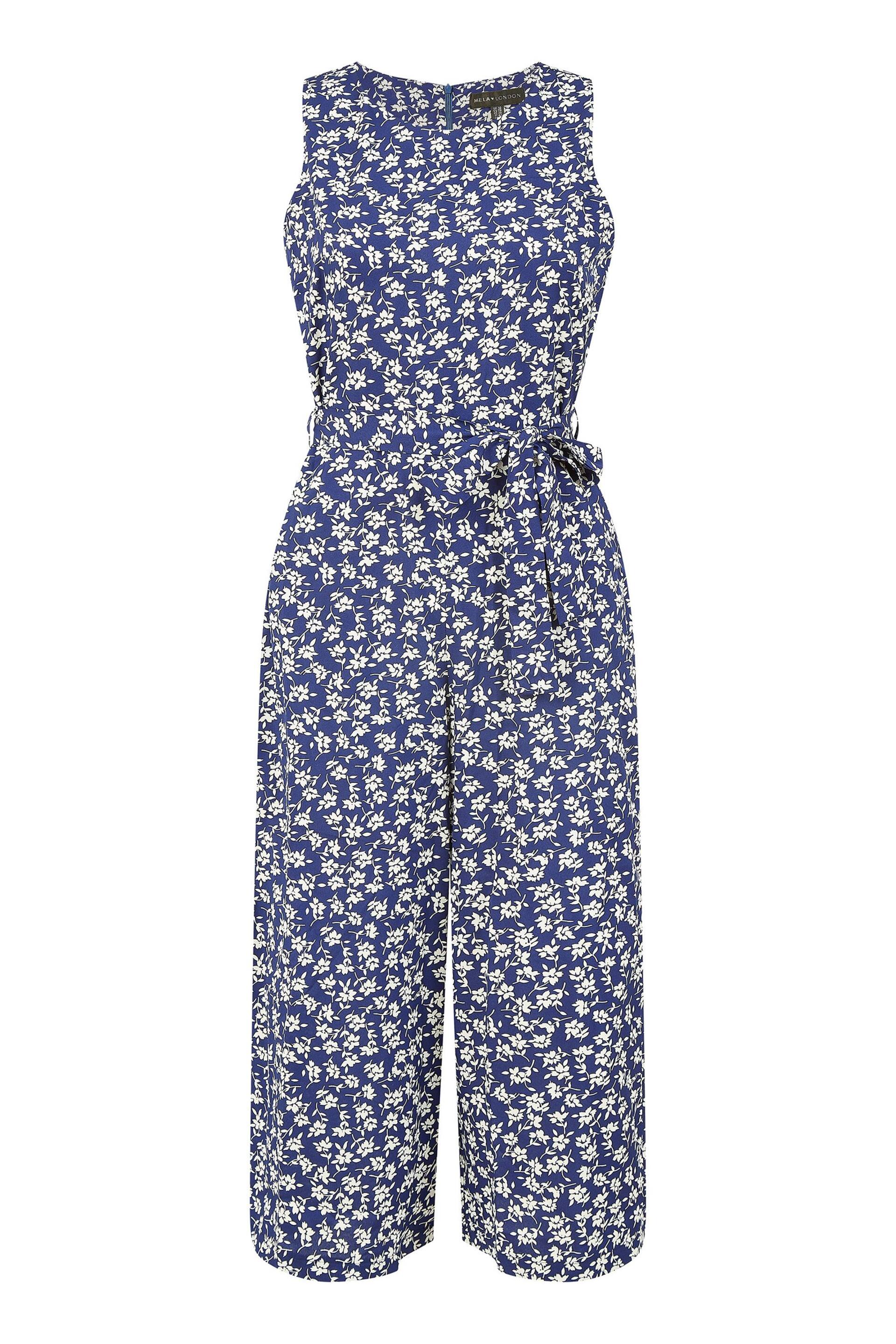 Mela Blue Ditsy Print Culotte Jumpsuit - Image 4 of 4