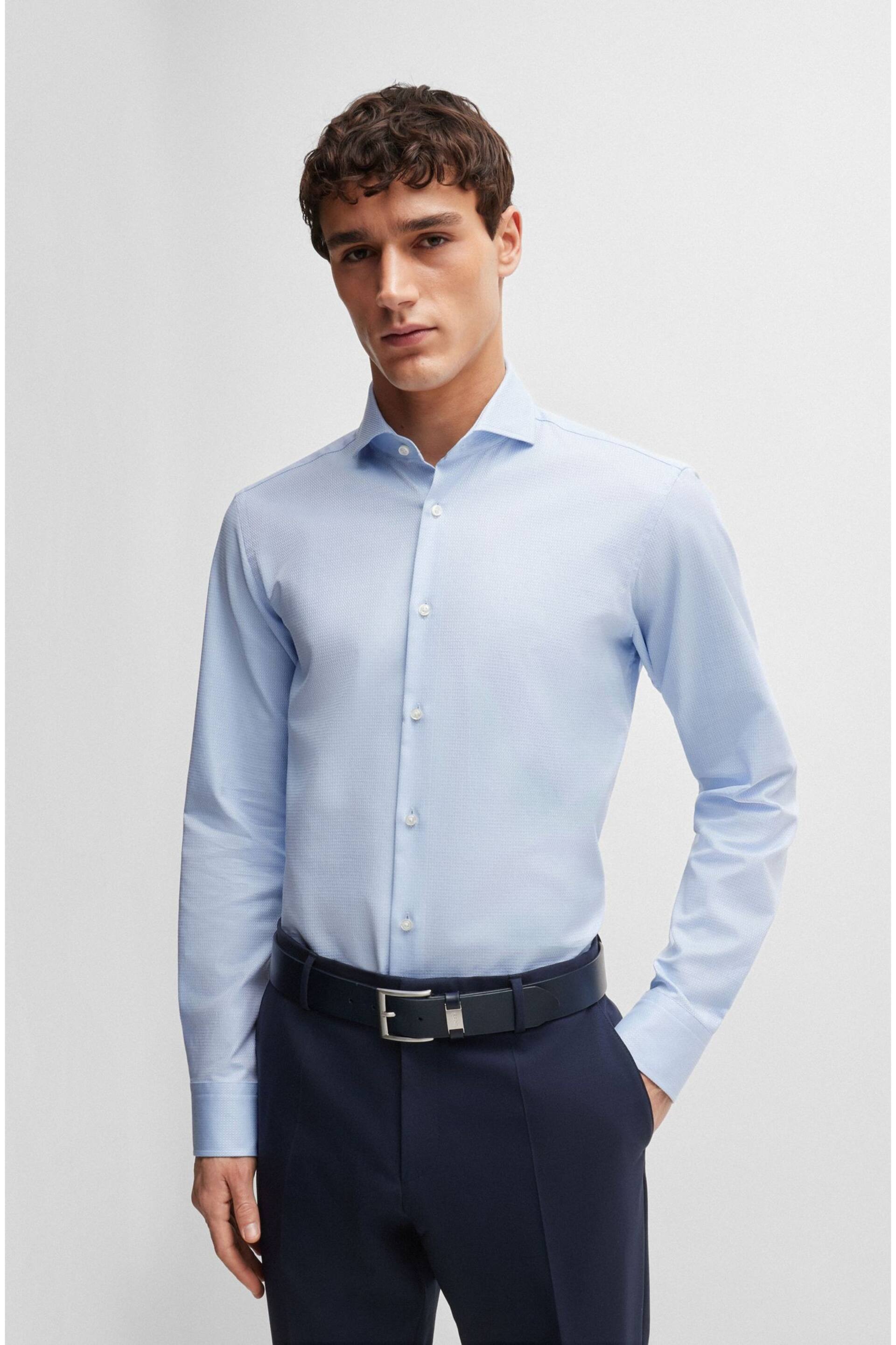 BOSS Blue Regular-Fit Shirt In Structured Easy-Iron Stretch Cotton - Image 1 of 6