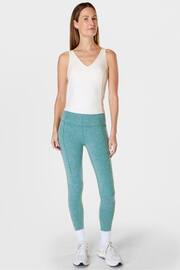 Sweaty Betty Reef Teal Blue Marl 7/8 Length Super Soft Yoga Leggings - Image 4 of 8