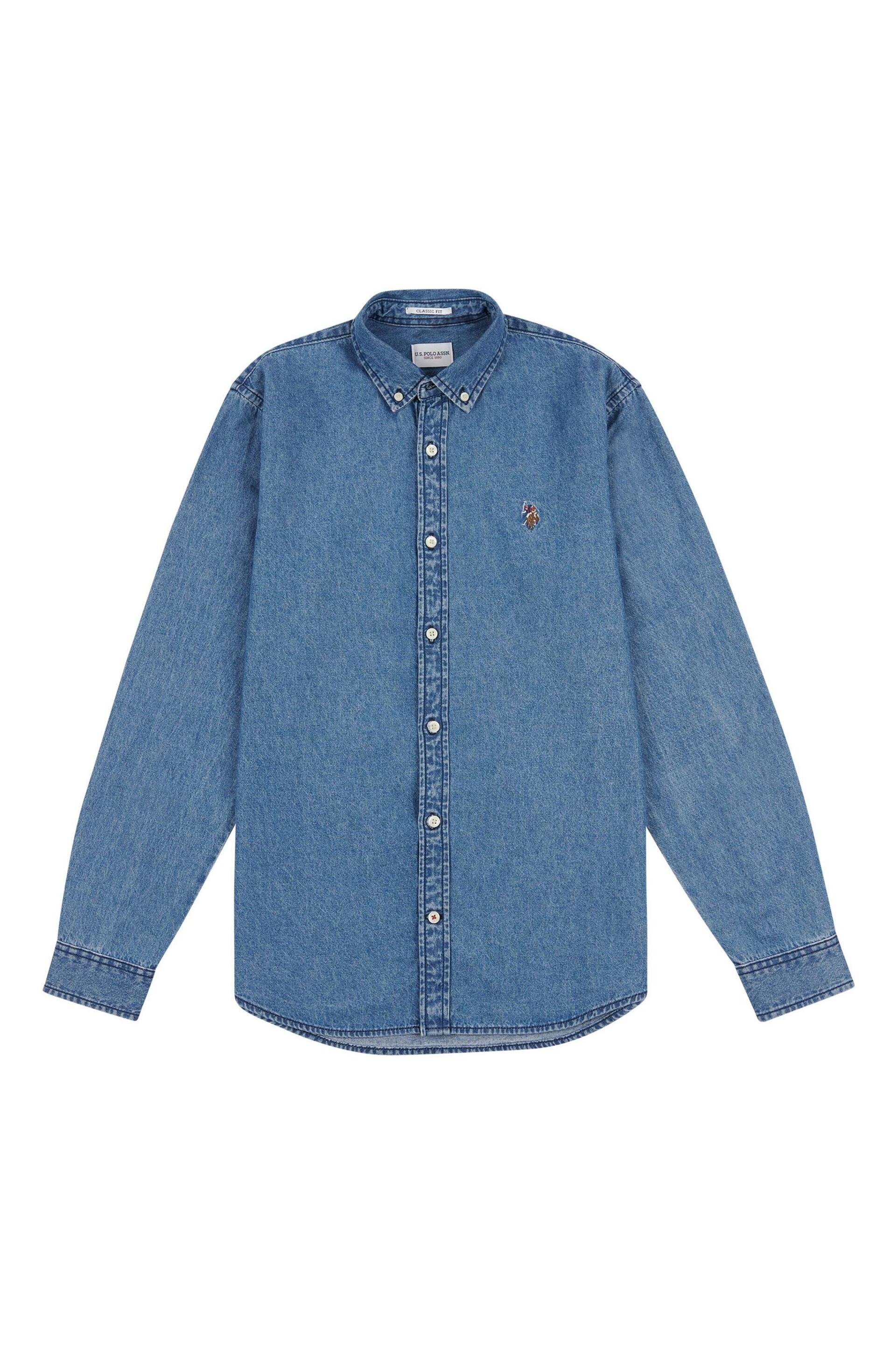 U.S. Polo Assn. Mens Blue Chambray Shirt - Image 5 of 6