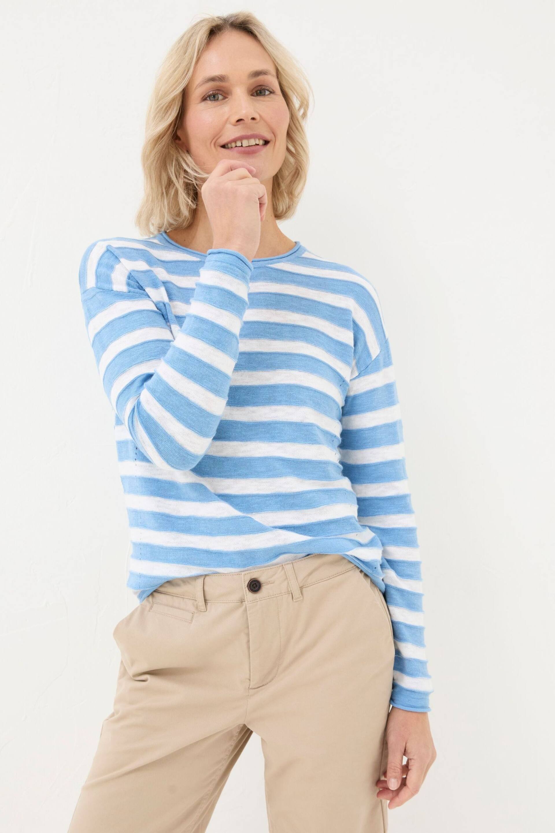 FatFace Blue Cotton Linen Jumper - Image 1 of 5