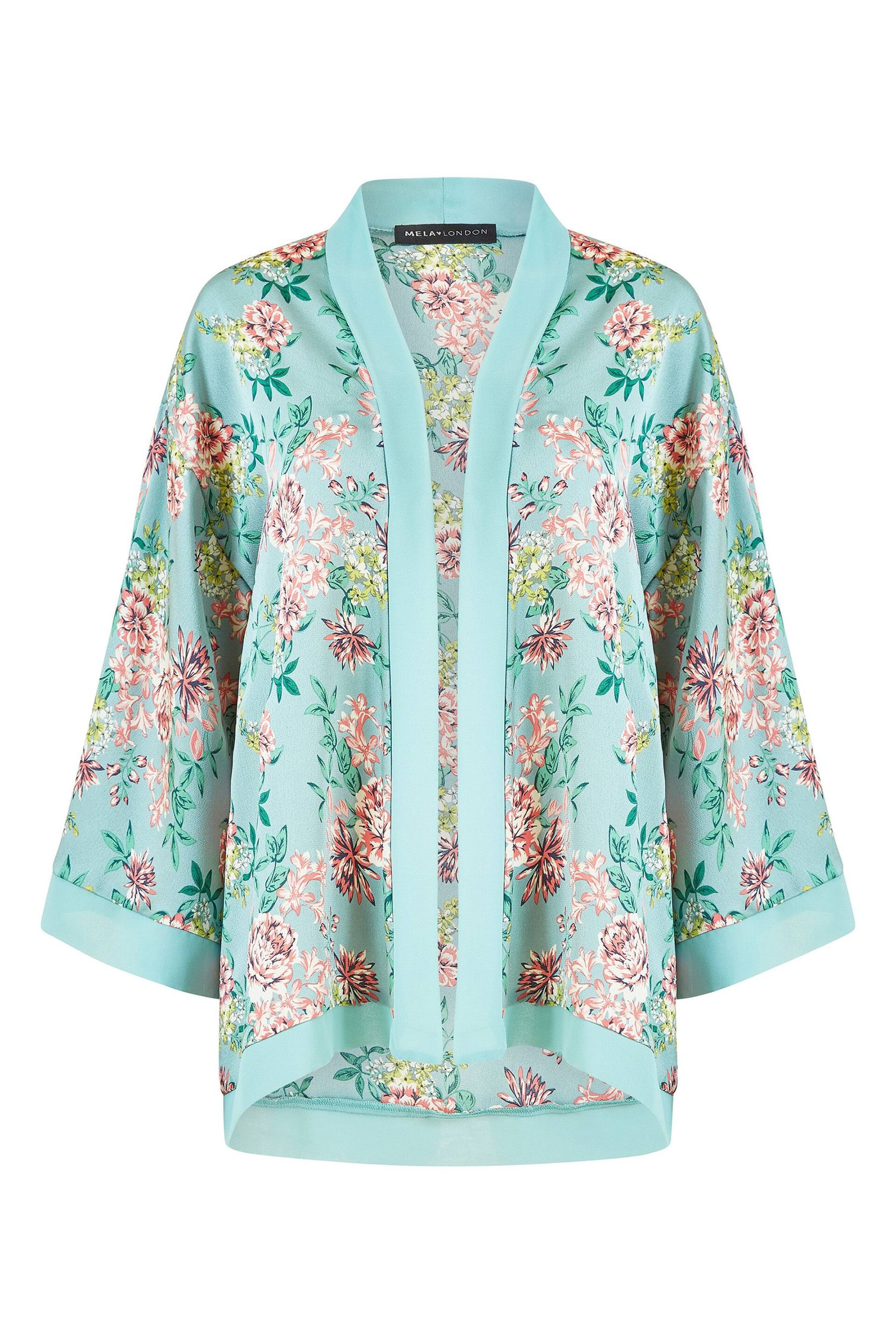 Mela Green Floral Satin Kimono Jacket - Image 4 of 4